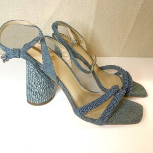 SAM EDELMAN - NEW! - Unique Beaded Denim Sandal - Size 8 - Coastal Boho Summer